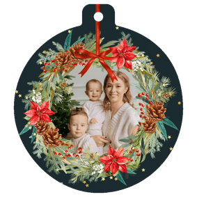 Klassieke kerstkaart kerstkrans foto sterren goudlook 
