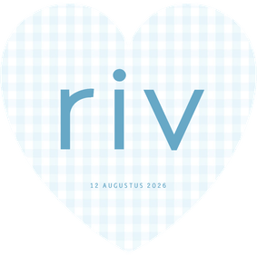  Lief geboortekaartje blauwe ruitjes in hartvorm