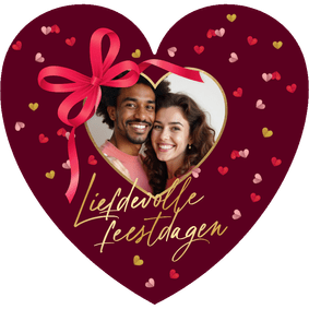 Liefdevolle kerstkaart in hartvorm hart fotokader