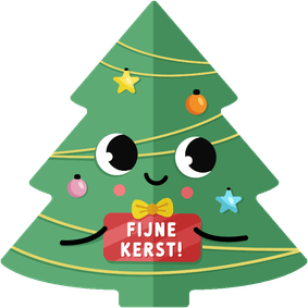 Lieve kerstkaart voor kinderen kerstboom met oogjes