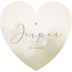  Minimalistisch geboortekaartje jongen groene waterverf