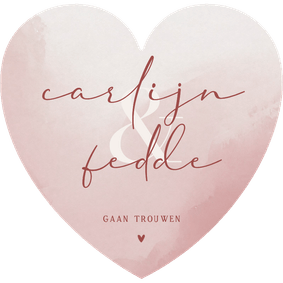 Minimalistische uitnodiging met oud roze waterverf hartvorm