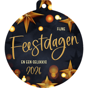 Moderne zakelijke kerstkaart in kerstbalvorm met sterren