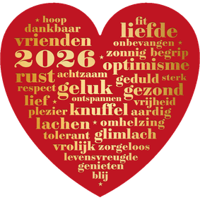Nieuwjaarskaart rood hart nieuwjaarswensen