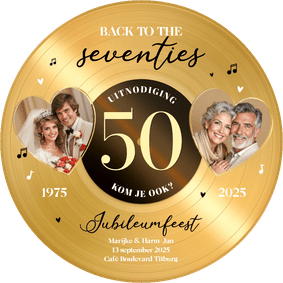 Ronde kaart jubileumfeest gouden plaat vinyl 50 jaar feest
