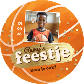 Ronde kaart kinderfeestje basketbal sport feestje 