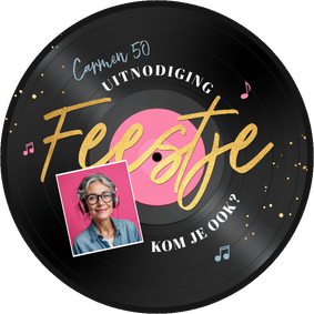 Ronde kaart LP plaat muziek vinyl feestje vrouw 50