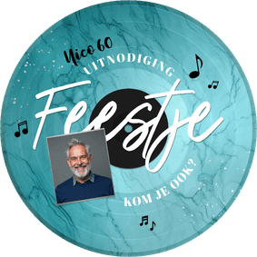 Ronde kaart marble vinyl LP blauw feestje man 60 jaar muziek