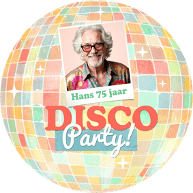 Ronde kaart vorm discobal kleurrijk disco feestje foto