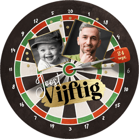 Ronde uitnodiging dart feestje verjaardag kroeg