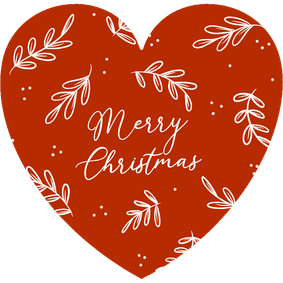 Rood kerstkaartje hart met takjes merry christmas