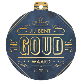 Stijlvolle bedankt kerstkaart in kerstbalvorm