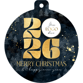 Stijlvolle kerstkaart zakelijk jaartal logo goud kerstbomen