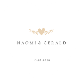 Stijlvolle klassieke minimalistische trouwkaart in hartvorm