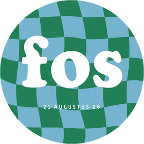 Stoer geboortekaartje cirkel met groovy blokjes blauw groen