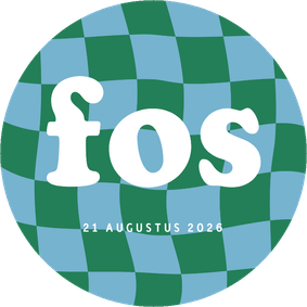 Stoer geboortekaartje cirkel met groovy blokjes blauw groen