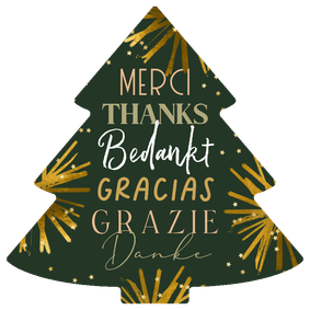 Trendy kerstkaart zakelijk bedankt internationaal ster goud