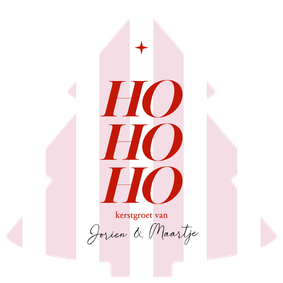 Trendy roze gestreepte kerstkaart ho ho ho