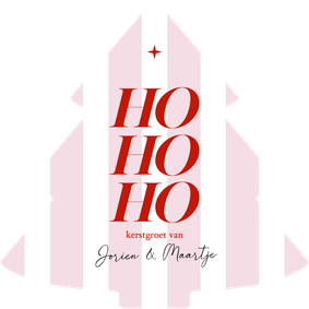Trendy roze gestreepte kerstkaart ho ho ho