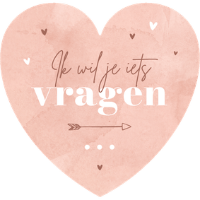 Trouwkaart bruidsmeisje hartkaart roze waterverf hip