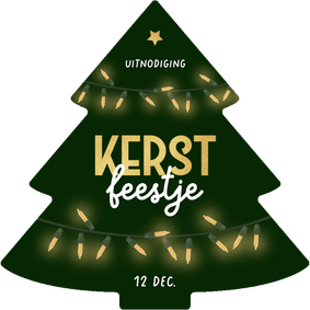 Uitnodiging kerstfeest zakelijk kerstboom lampjes feestje