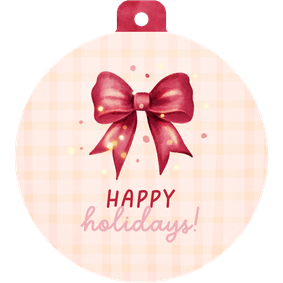 Vrolijk kerstkaartje met strik in kerstbalvorm