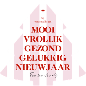 Vrolijke nieuwjaarskaart kerstboompje roze wit gestreept