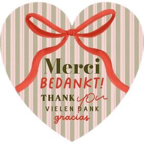 Zakelijk kerstkaart hartvorm internationaal bedankt strik