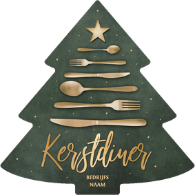 Zakelijke kerstdiner menukaart met bestek kerstboom