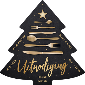 Zakelijke kerstdiner uitnodiging kerstboom met bestek