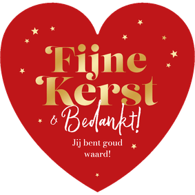 Zakelijke kerstkaart hartvorm bedankt fijne kerst sterren