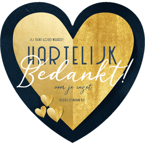 Zakelijke kerstkaart hartvorm bedankt goud
