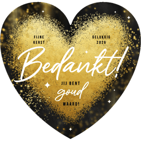 Zakelijke kerstkaart hartvorm bedankt sprankelend goud