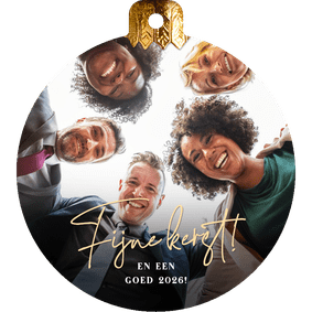 Zakelijke kerstkaart in kerstbal vorm met eigen foto