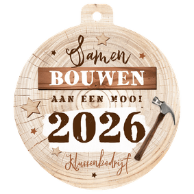 Zakelijke kerstkaart kerstbal bouwbedrijf klussen hout hamer