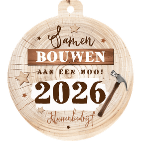 Zakelijke kerstkaart kerstbal bouwbedrijf klussen hout hamer