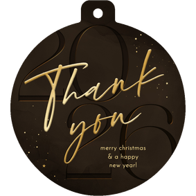 Zakelijke kerstkaart kerstbal stijlvol thank you 2026 bruin 