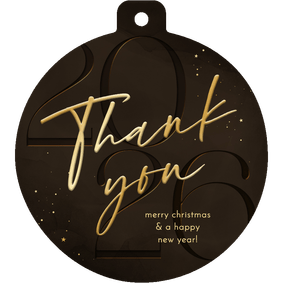 Zakelijke kerstkaart kerstbal stijlvol thank you 2026 bruin 