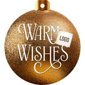 Zakelijke kerstkaart kerstbal vorm warm wishes internationaa