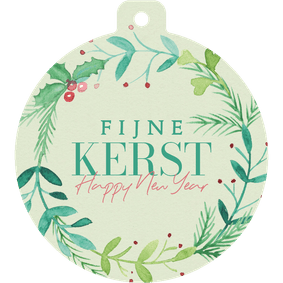 Zakelijke kerstkaart kerstbalvorm kerstkrans waterverf