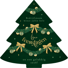 Zakelijke kerstkaart kerstboom strikjes bedankt sterretjes