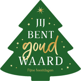 Zakelijke kerstkaart kerstboom vorm goud waard sterren
