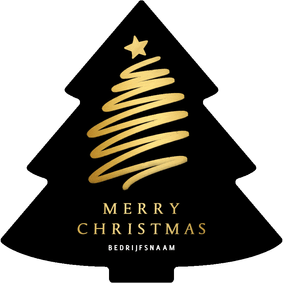 Zakelijke kerstkaart kerstboomvorm met getekende kerstboom 