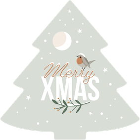 Zakelijke kerstkaart 'Merry XMAS' wintersfeer en roodborstje