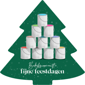 Zakelijke kerstkaart schildersbedrijf kerstboom verf sneeuw