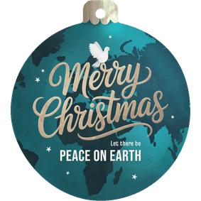 Zakelijke kerstkaart wereld kerstbal vrede duif sterren