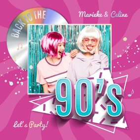 90's feestje hip trendy foto cd single uitnodigingskaart