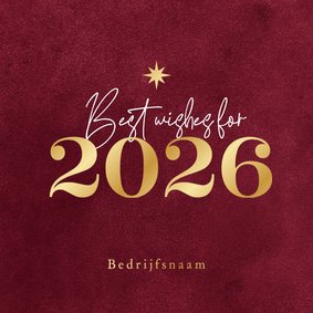 Algemene zakelijke kerstkaart 2026 rood goud best wishes