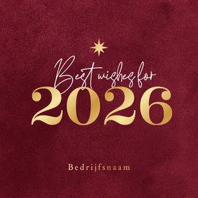 Algemene zakelijke kerstkaart 2026 rood goud best wishes