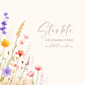 Aquarel condoleancekaart met gemengde wilde bloemen
